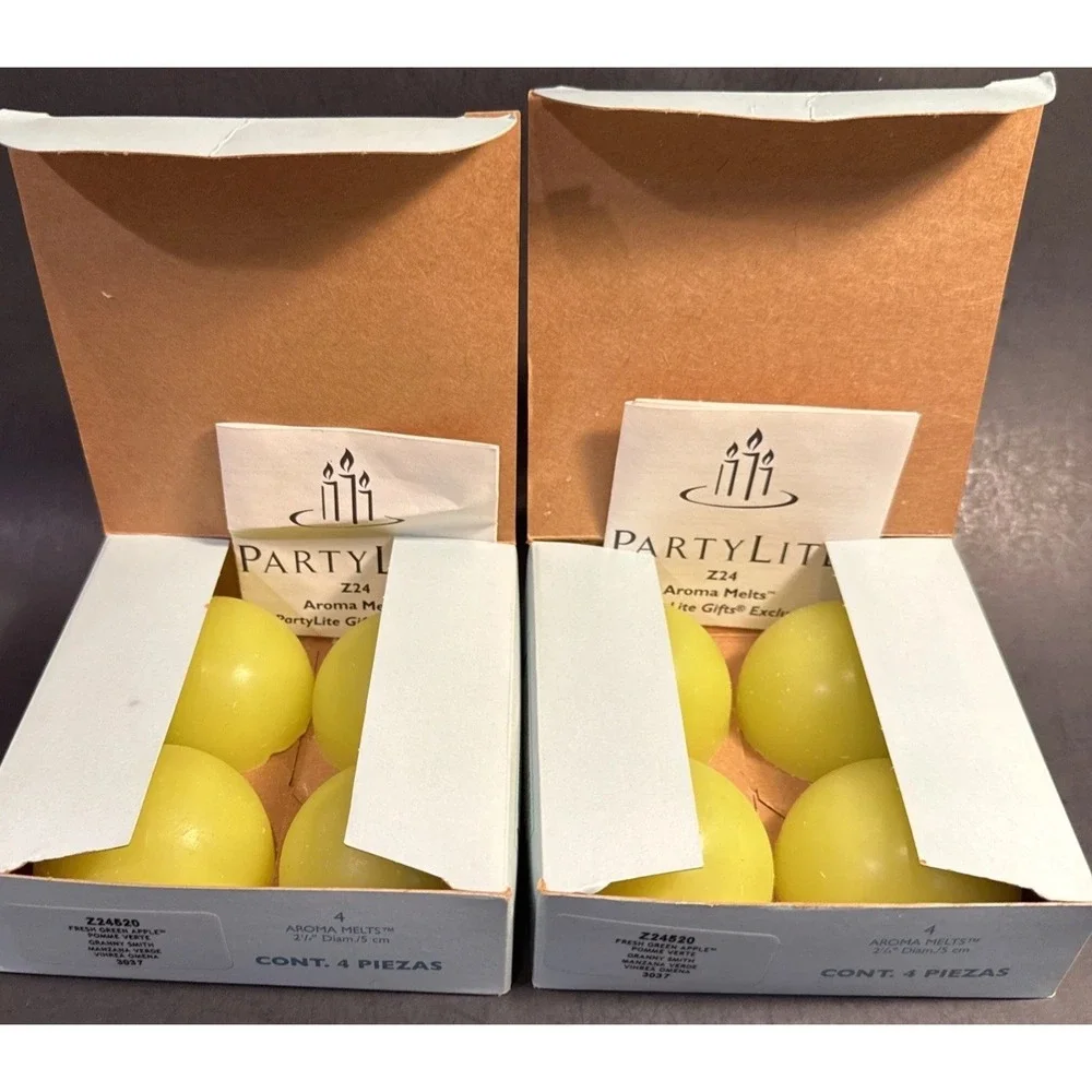 2‎ PartyLite  Full Box (4) X 2 Fresh Green Apple Aroma Melts Z24520 NEW 2 1/4